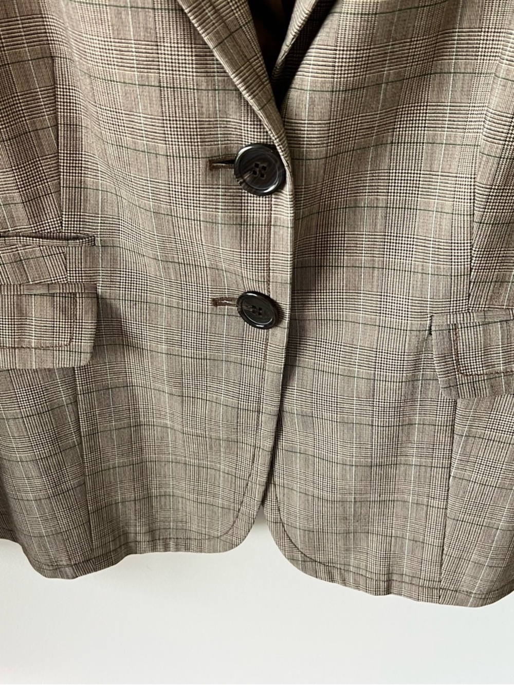GAP Women's Plaid Two-Button Wool Blend Blazer – Taupe/Brown Size 16 - Picture 9 of 10